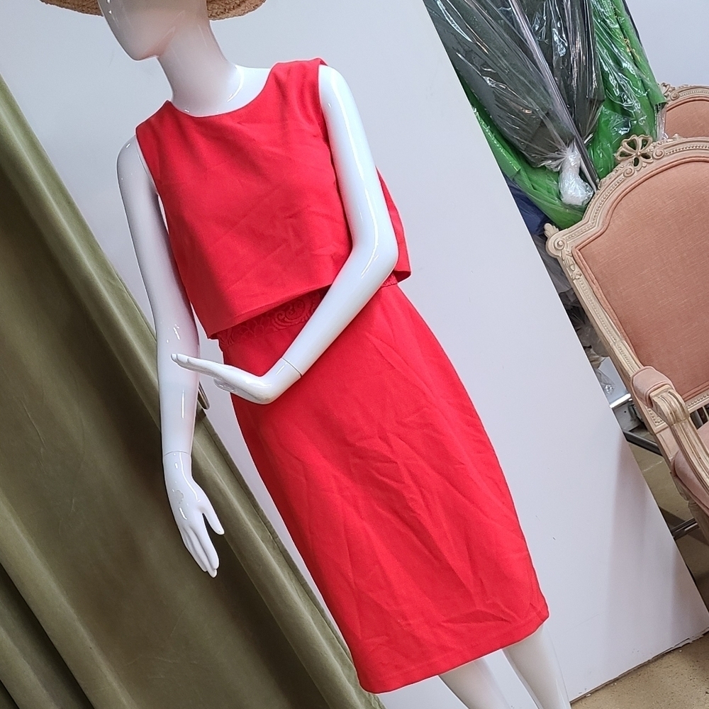 Vince Camuto Floral Lace Waist Sleeveless Dress